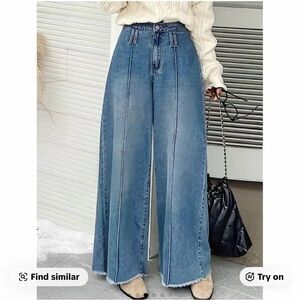 Wide-Leg Blue Jeans